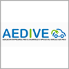 AEDIVE logo with blue and green letters, a stylised electric car, and Spanish text about electric vehicle industry association.