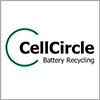 CellCircle Battery Recycling logo with a green circular line and bold black text on a white background.