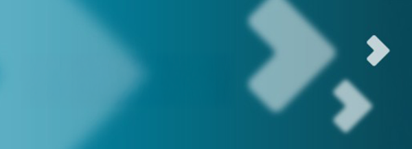 Three right-facing chevrons of varying sizes on a teal gradient background, with the shapes becoming clearer to the right.