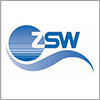 Blue ZSW logo with a circular design and wave element on a white background.