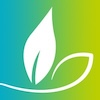 White leaf icon on a blue-to-green gradient background, symbolising nature or eco-friendliness.